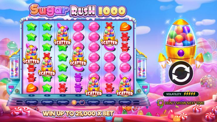 Sugar Rush 1000 Personen spielen Poker am Kasinotisch mit Croupier